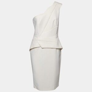Roland Mouret wool one shoulder midi dress cream white size 6